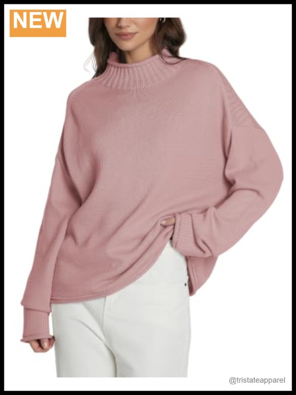 Women's Oversized Crewneck Cable Knit Sweater Long Sleeve Cozy Cotton Pullover